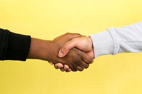 Handshake with a client at project handover